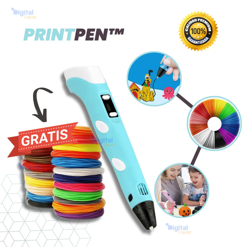 PrintPen™ - Caneta Impressora 3D + 20 Filamentos de Colores Variados Grátis