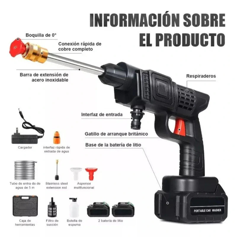 UltraJet™ - Hidrolavadora Portatil Recargable + 2 Batería Extra | Potencia Industrial en tus Manos