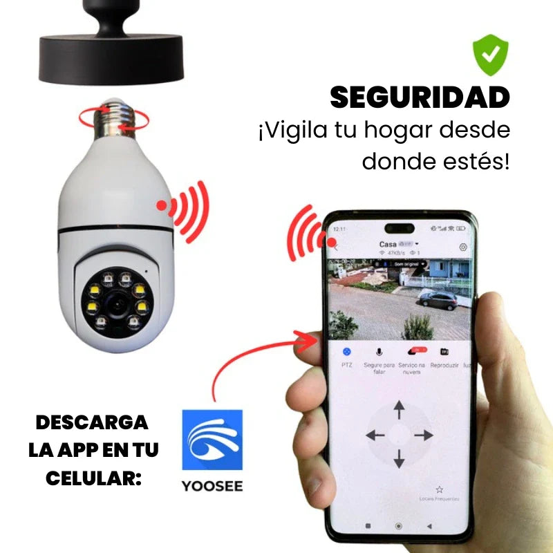 [Compra 1 y Lleva 1 Gratis] SafeCamGuard™ - Cámara de Seguridad 360° con Sensor de Movimiento y Visión Nocturna