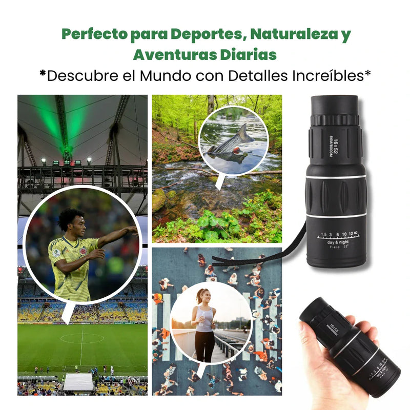 VisionMax™ - Telescopio Monocular de Prisma BAK4 + Tripé P/ Smartphone Gratis