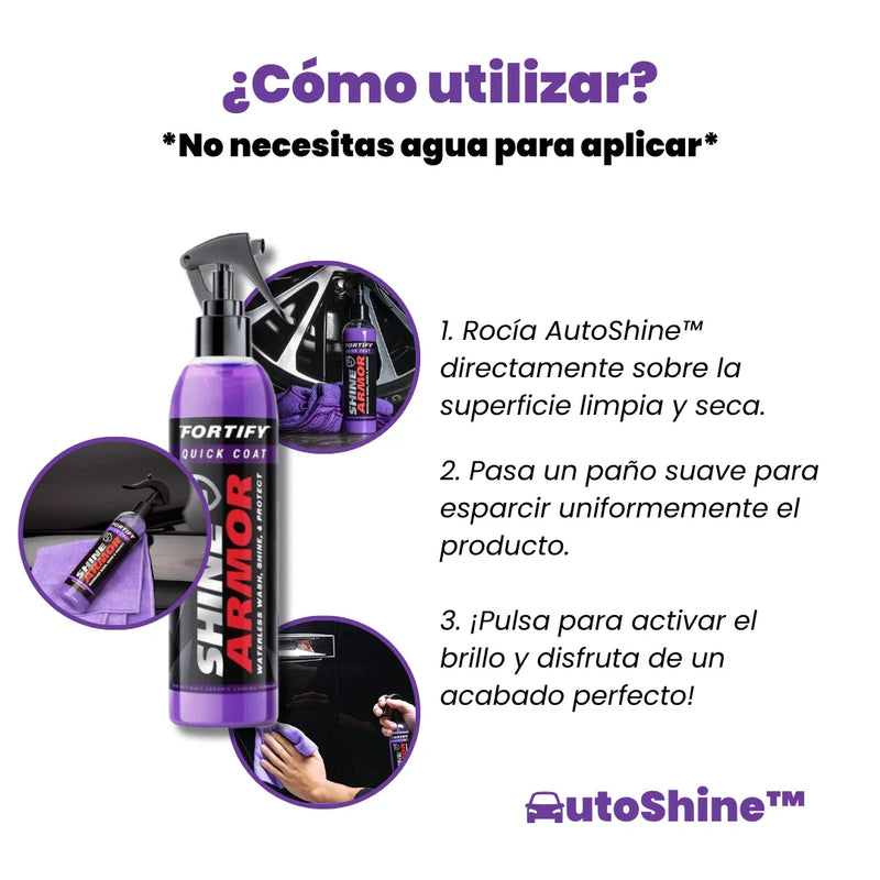 AutoShine™ - Spray Premium Cerámico Hidrofóbico Para Vehículos + Paño de Micro-Fibra Gratis