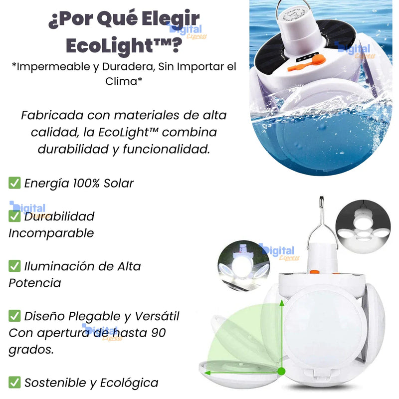 EcoLight™ - Lámpara LED Solar Impermeable de Alta Potencia y Recargable