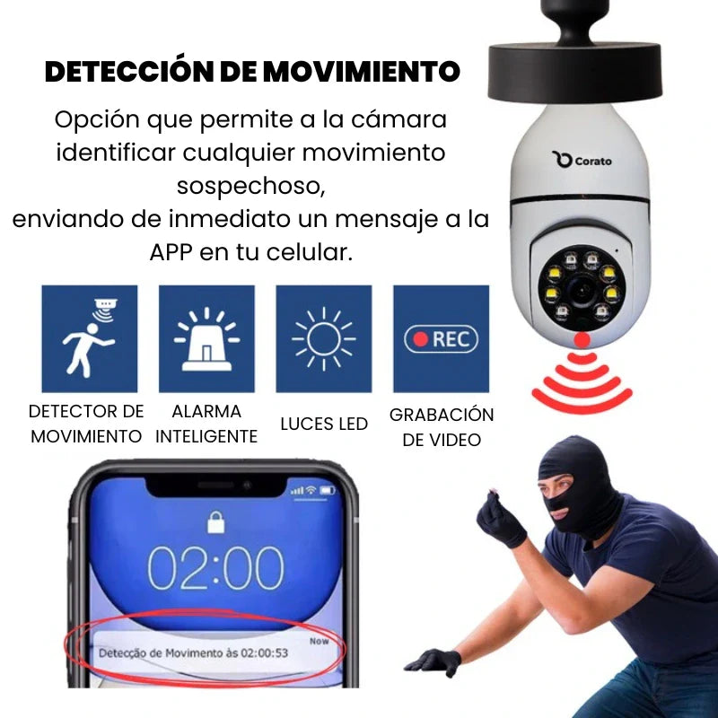 [Compra 1 y Lleva 1 Gratis] SafeCamGuard™ - Cámara de Seguridad 360° con Sensor de Movimiento y Visión Nocturna