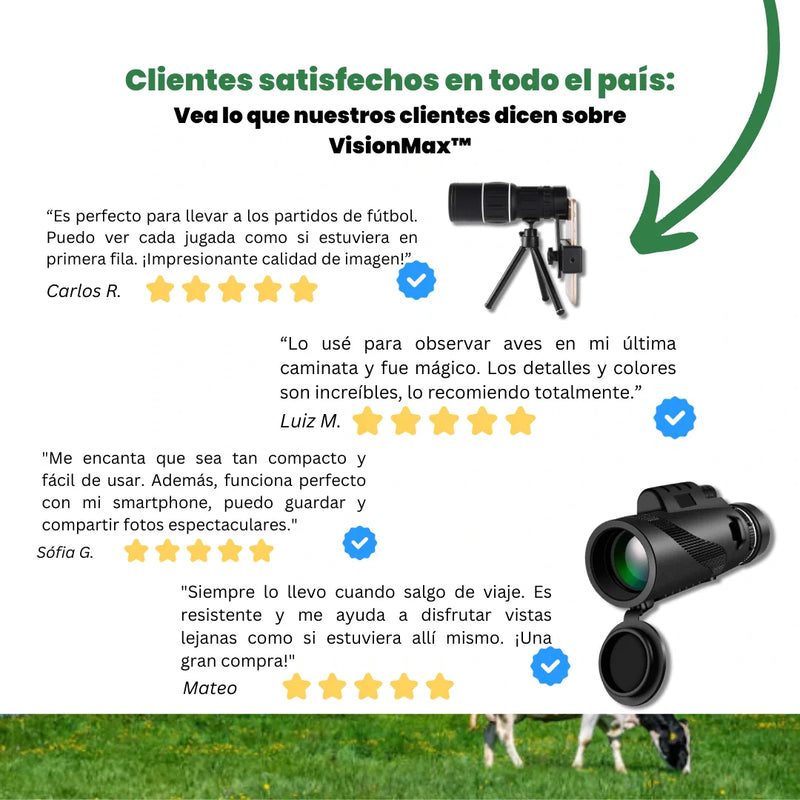 VisionMax™ - Telescopio Monocular de Prisma BAK4 + Tripé P/ Smartphone Gratis