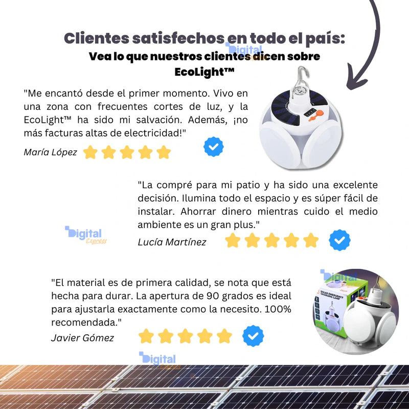 EcoLight™ - Lámpara LED Solar Impermeable de Alta Potencia y Recargable