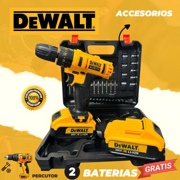 Taladro Dewalt Inalámbrico - 2 Baterías + Kit de Accesorios GRATIS